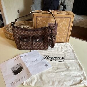 Brighton Vintage Queen of Hearts Brown Shoulder Bag Full Inclusion EUC